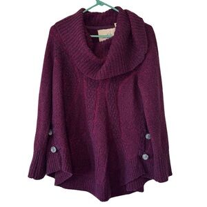 Anthropologie Angel Of The North Purple & Pink Cowl Neck Sweater